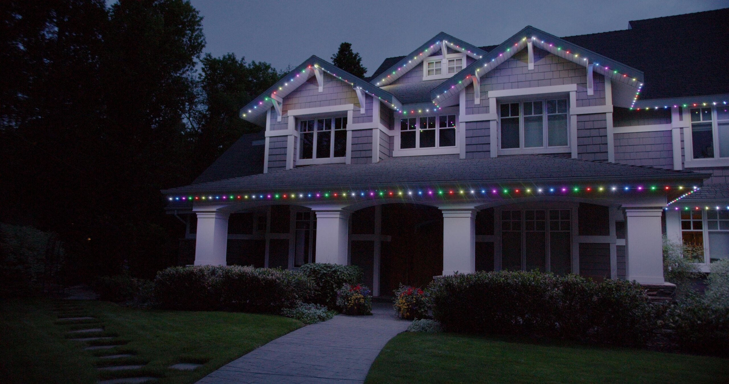Christmas multicolor home soft lights with permanent outdoor lighting